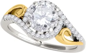 Mauli Jewels 1/2 Carat Halo Two-Tone Diamond Engagement Ring 4 prong 14k Solid Rose & White Gold