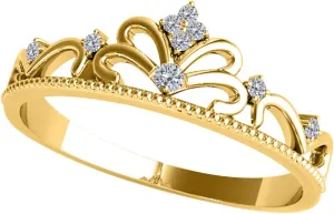 MauliJewels 0.07 Carat Diamond Milgrained Wedding Band Prong-Setting 10K Solid Rose, White & Yellow Gold
