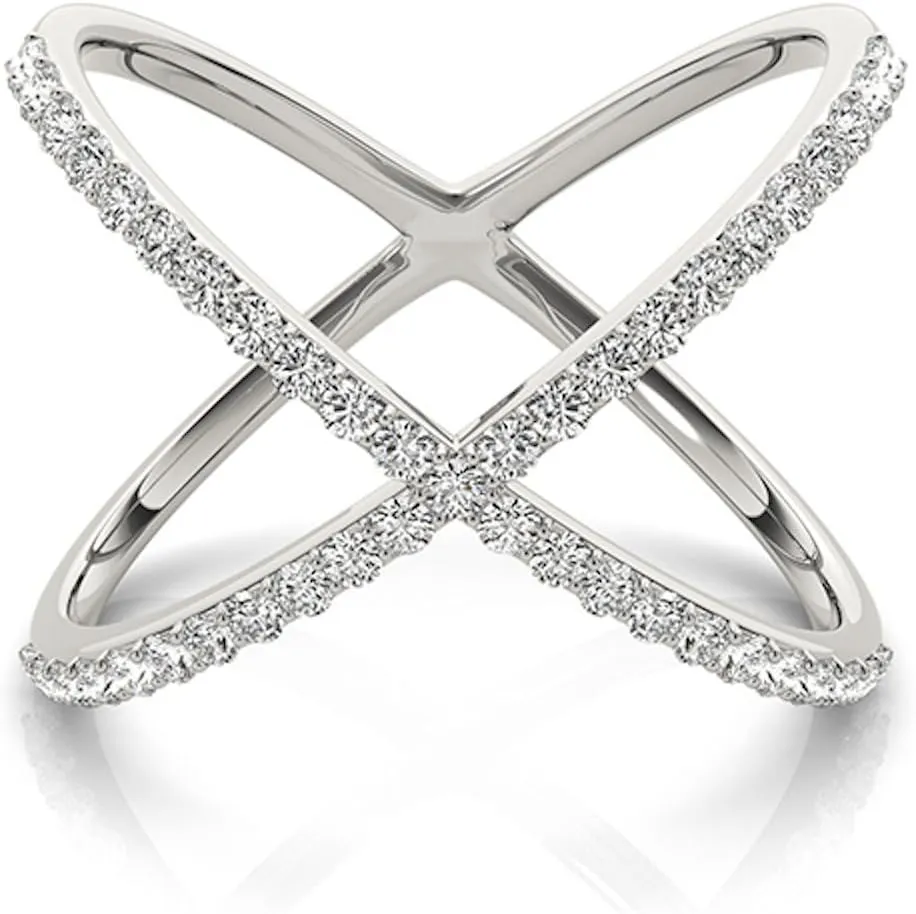 MauliJewels 0.50 Carat Criss Cross Diamond Fashion Ring prong 10K White/Rose/Yellow Gold