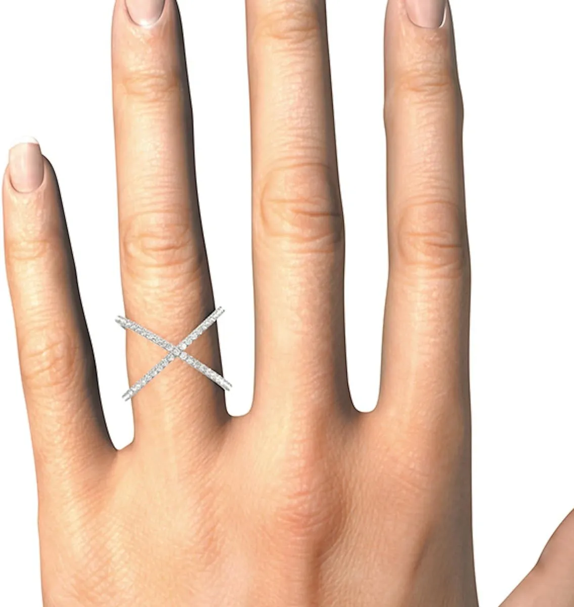 MauliJewels 0.50 Carat Criss Cross Diamond Fashion Ring prong 10K White/Rose/Yellow Gold
