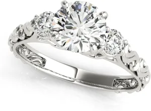 MauliJewels 0.50 Ct. Three-Stone Diamond Engagement Ring Women, 14K Solid Gold