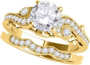 MauliJewels | 0.56 Carat Diamond Engagement Bridal Ring Set Prong Setting 14K Solid Rose White Yellow Gold