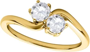 MauliJewels 1/4 Ct Two Stone White-Diamond Ring Prong 14K White Rose Yellow Gold
