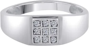 MauliJewels Engagement Rings for Men 0.09 Carat Mens Equisite Diamond Engagement Wedding Ring 4-prong 10K White Gold