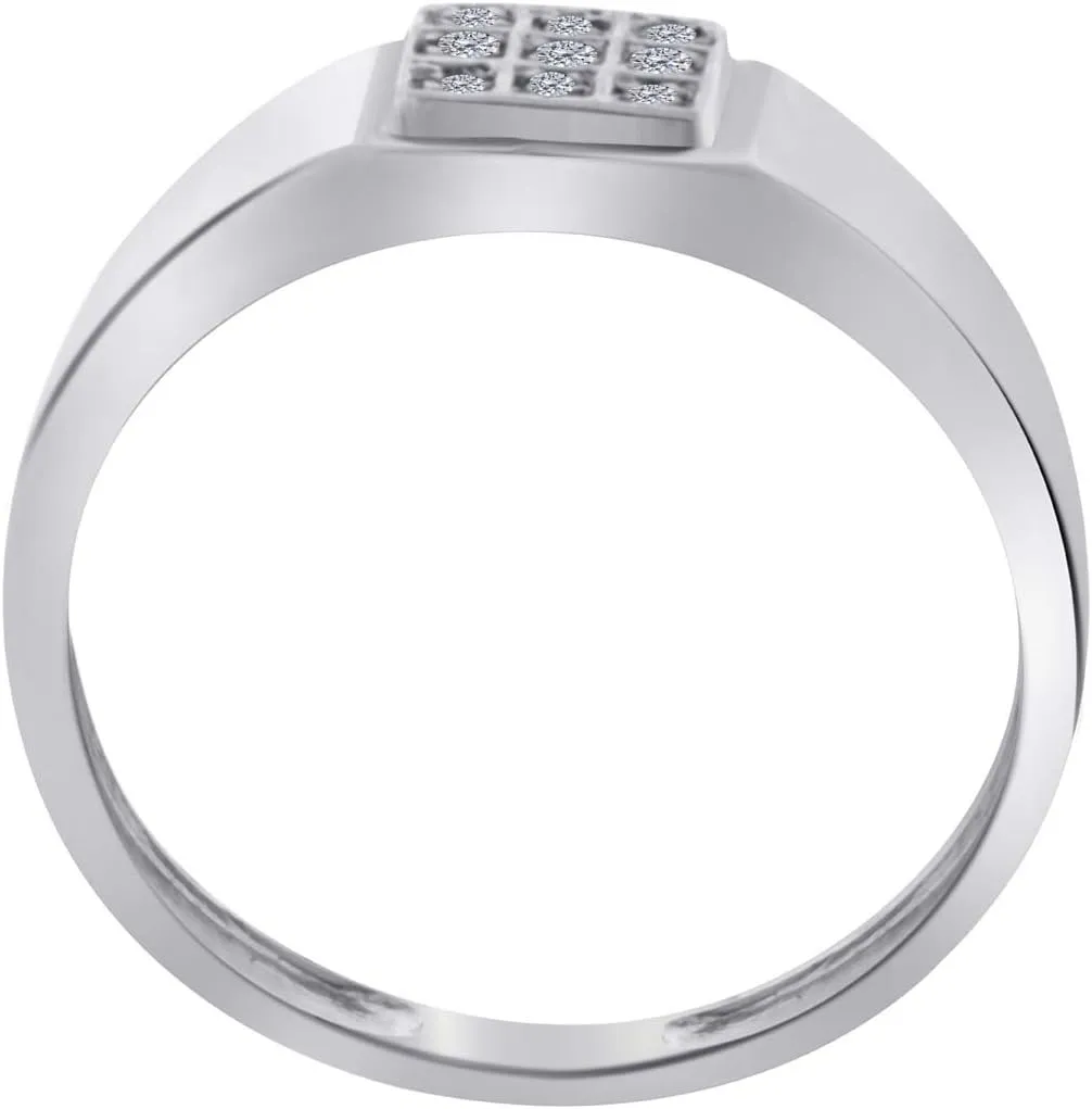 MauliJewels Engagement Rings for Men 0.09 Carat Mens Equisite Diamond Engagement Wedding Ring 4-prong 10K White Gold