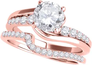 MauliJewels Engagement Rings Women 1 Carat Halo Hand-Crafted Diamond Engagement Bridal Ring Prong-Setting 14K Solid Gold