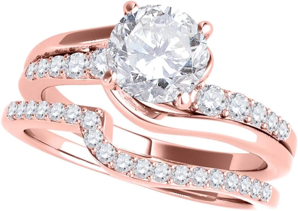 MauliJewels Engagement Rings Women 1 Carat Halo Hand-Crafted Diamond Engagement Bridal Ring Prong-Setting 14K Solid Gold