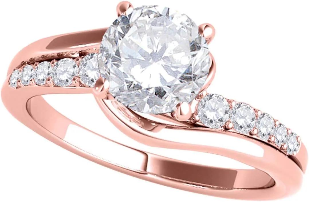 MauliJewels Engagement Rings Women 1 Carat Halo Hand-Crafted Diamond Engagement Bridal Ring Prong-Setting 14K Solid Gold