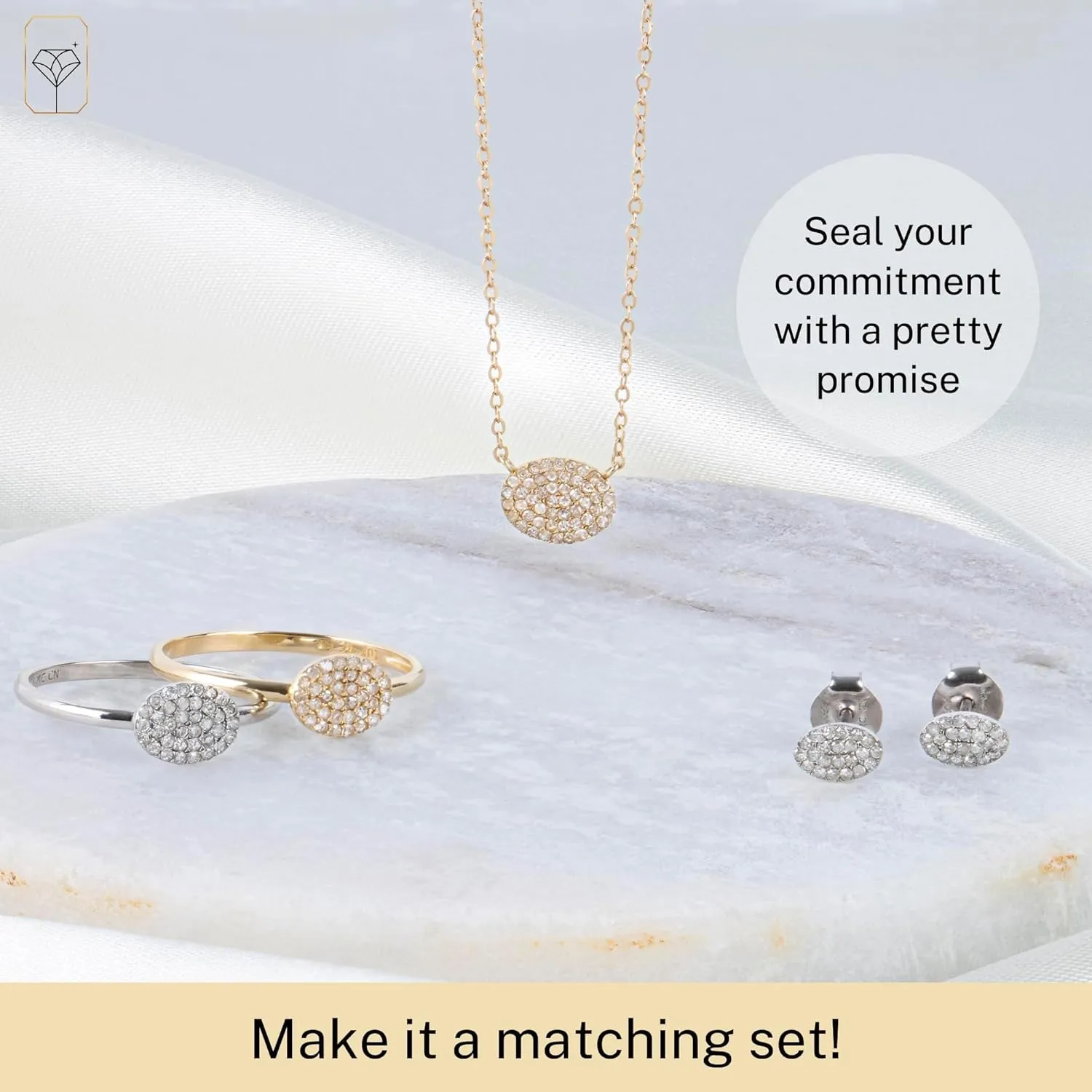 MAX   STONE Solid 10k Gold Pave Diamond Ring for Women | Oval Shaped White & Yellow Gold Diamond Ring for Women | Real Diamond Promise Ring for Her Gold | Diamond Gold Ring Sizes 6-8
