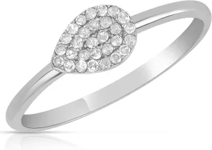 MAX   STONE Solid 10k Gold Pave Diamond Ring for Women | Pear Shaped White & Yellow Gold Diamond Ring for Women | Real Diamond Promise Ring for Her Gold | Diamond Gold Ring Sizes 6-8
