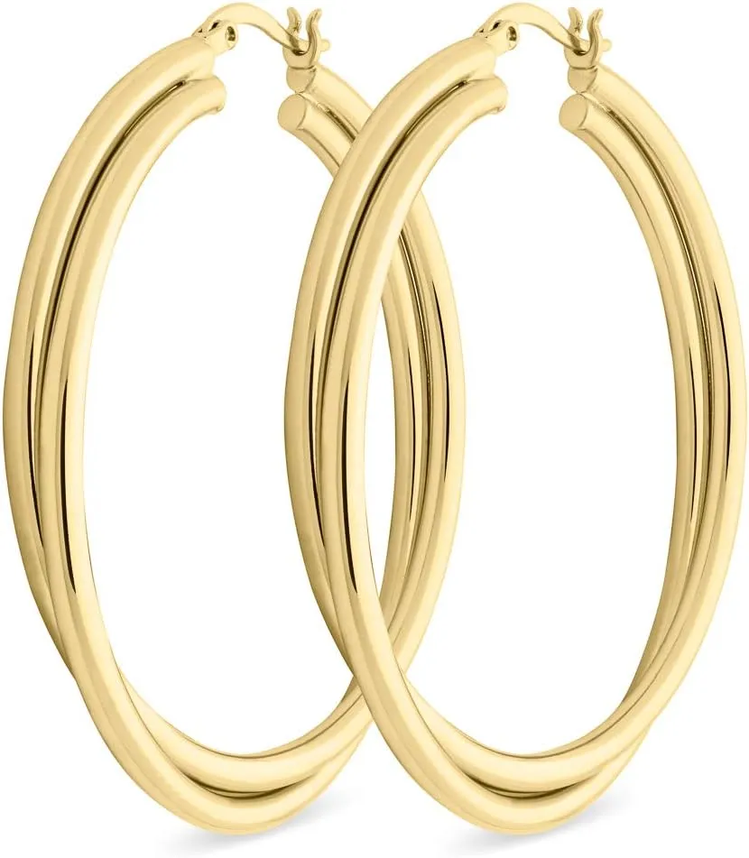 MILLA Twist Earrings - Gold Twisted Hoop Earrings & Thick Silver Hoop Earrings for Women - Big Chunky Gold Statement Earrings