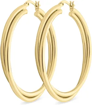 MILLA Twist Earrings - Gold Twisted Hoop Earrings & Thick Silver Hoop Earrings for Women - Big Chunky Gold Statement Earrings