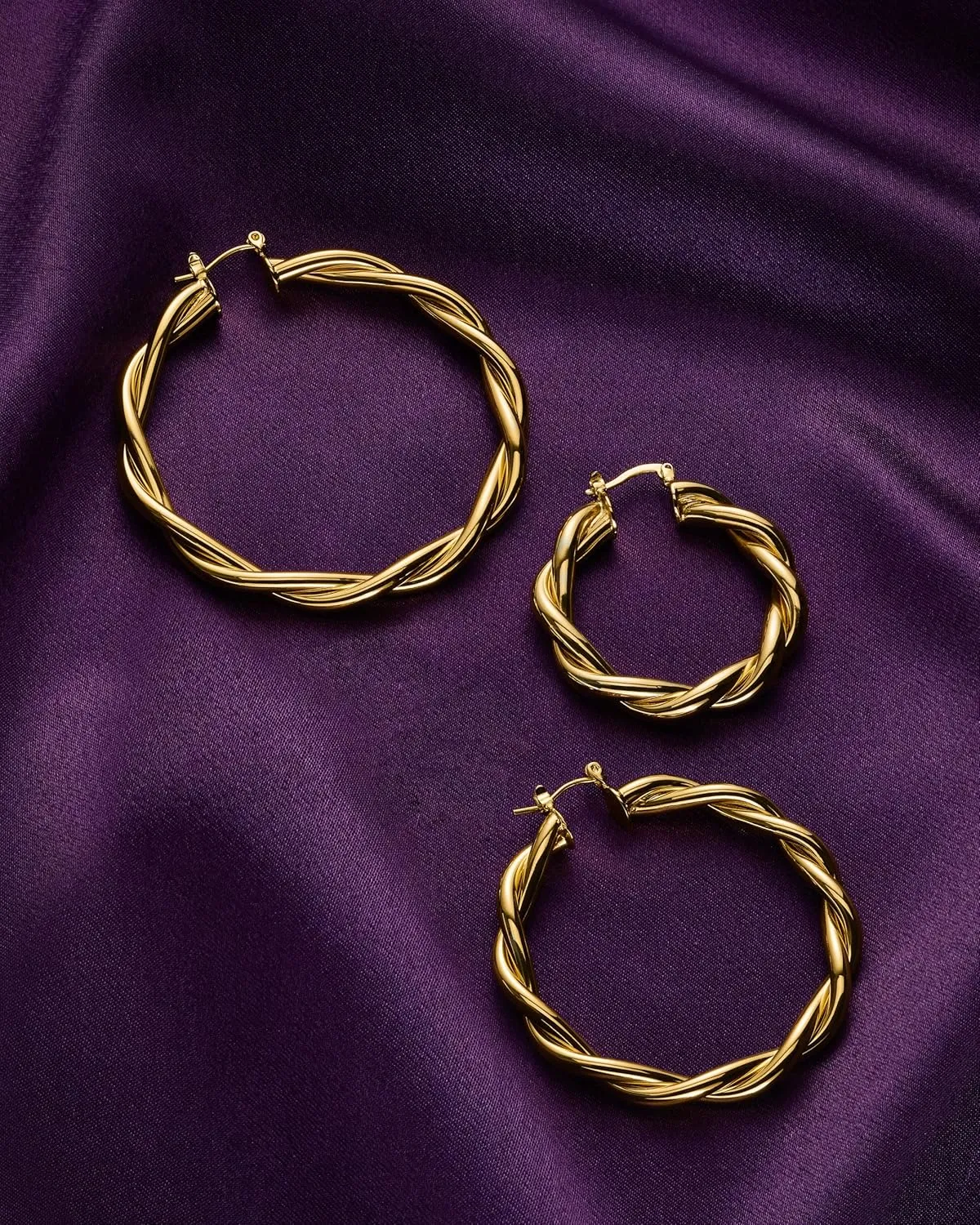 MILLA Twist Earrings - Gold Twisted Hoop Earrings & Thick Silver Hoop Earrings for Women - Big Chunky Gold Statement Earrings