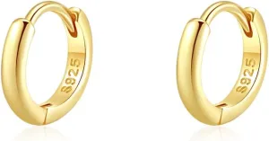 Mini Tiny Huggie Hoop Earrings Top Upper Ear Cartilage Forward Helix Cuff Plain Simple 925 Sterling Silver Gold 9mm 8mm 7mm 6mm 5mm Hoop Earrings