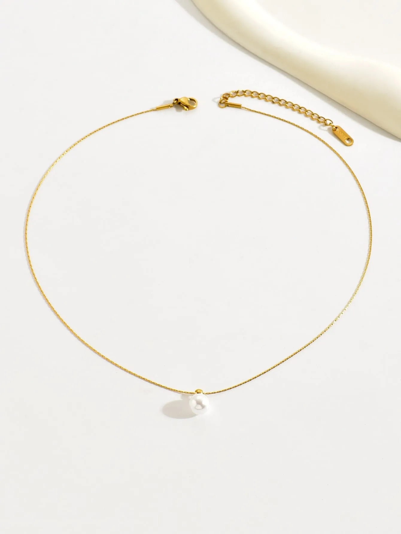 Minimalist Stainless Steel Faux Pearl Pendant Necklace Dainty Necklace Elegant