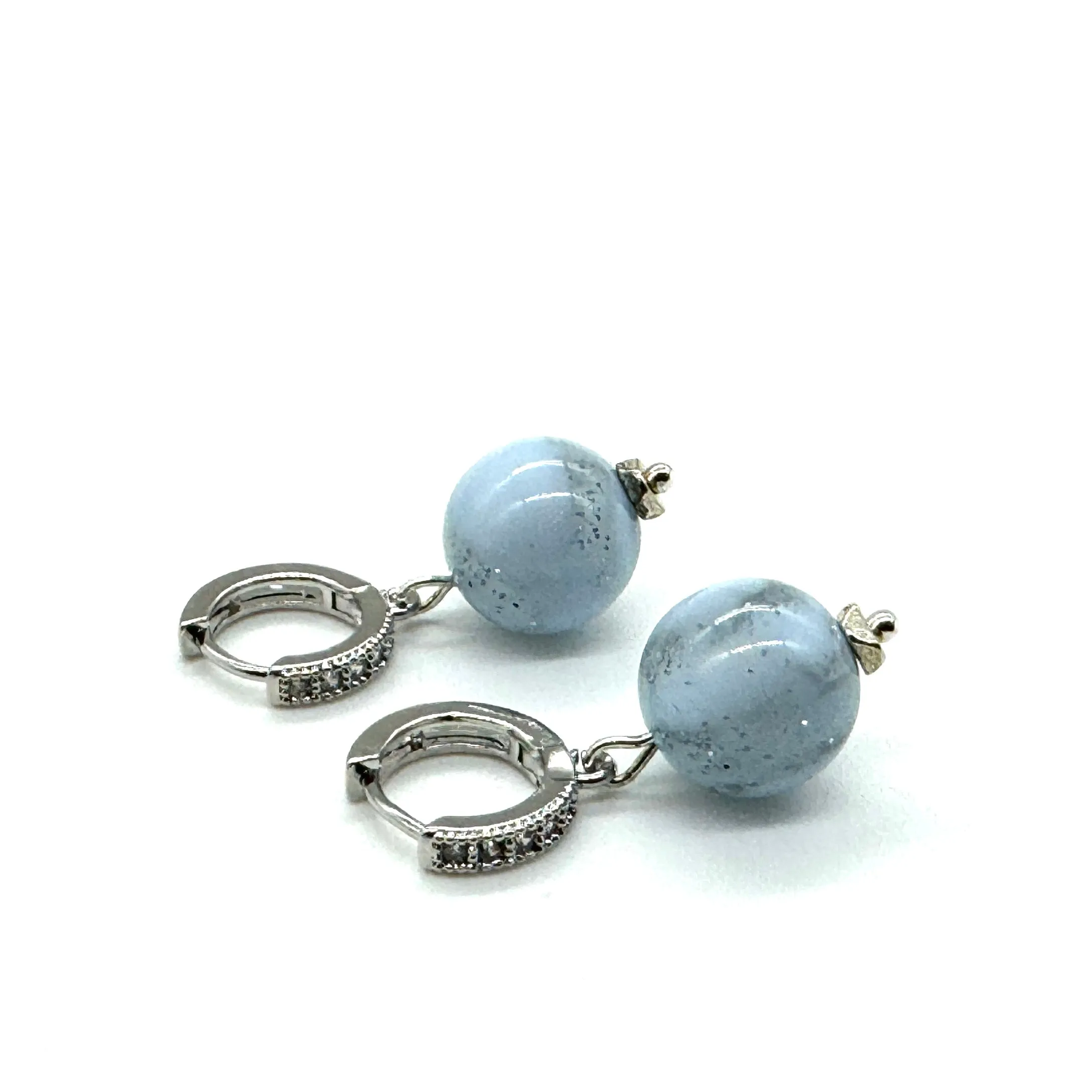 Misty Sparkle Hoop & Bead Earrings