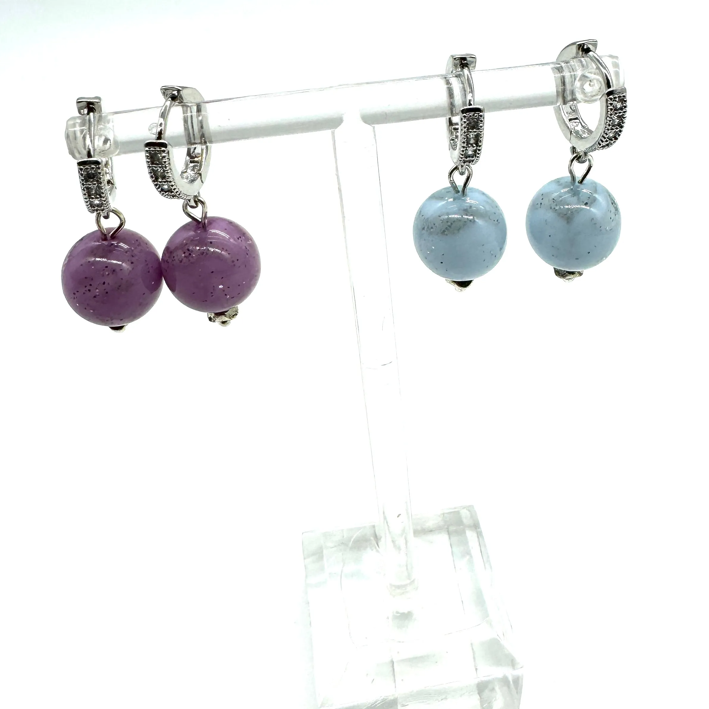 Misty Sparkle Hoop & Bead Earrings