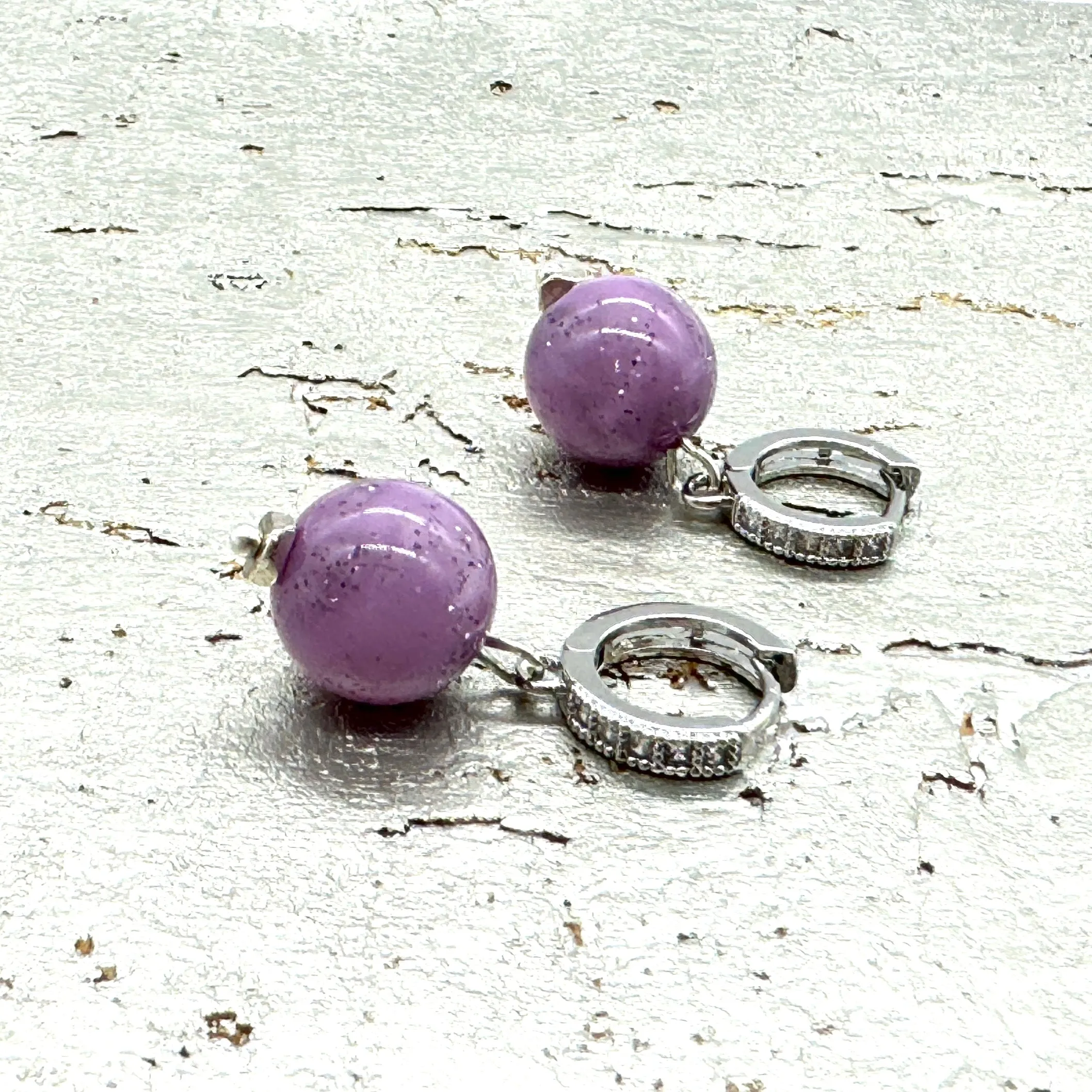 Misty Sparkle Hoop & Bead Earrings