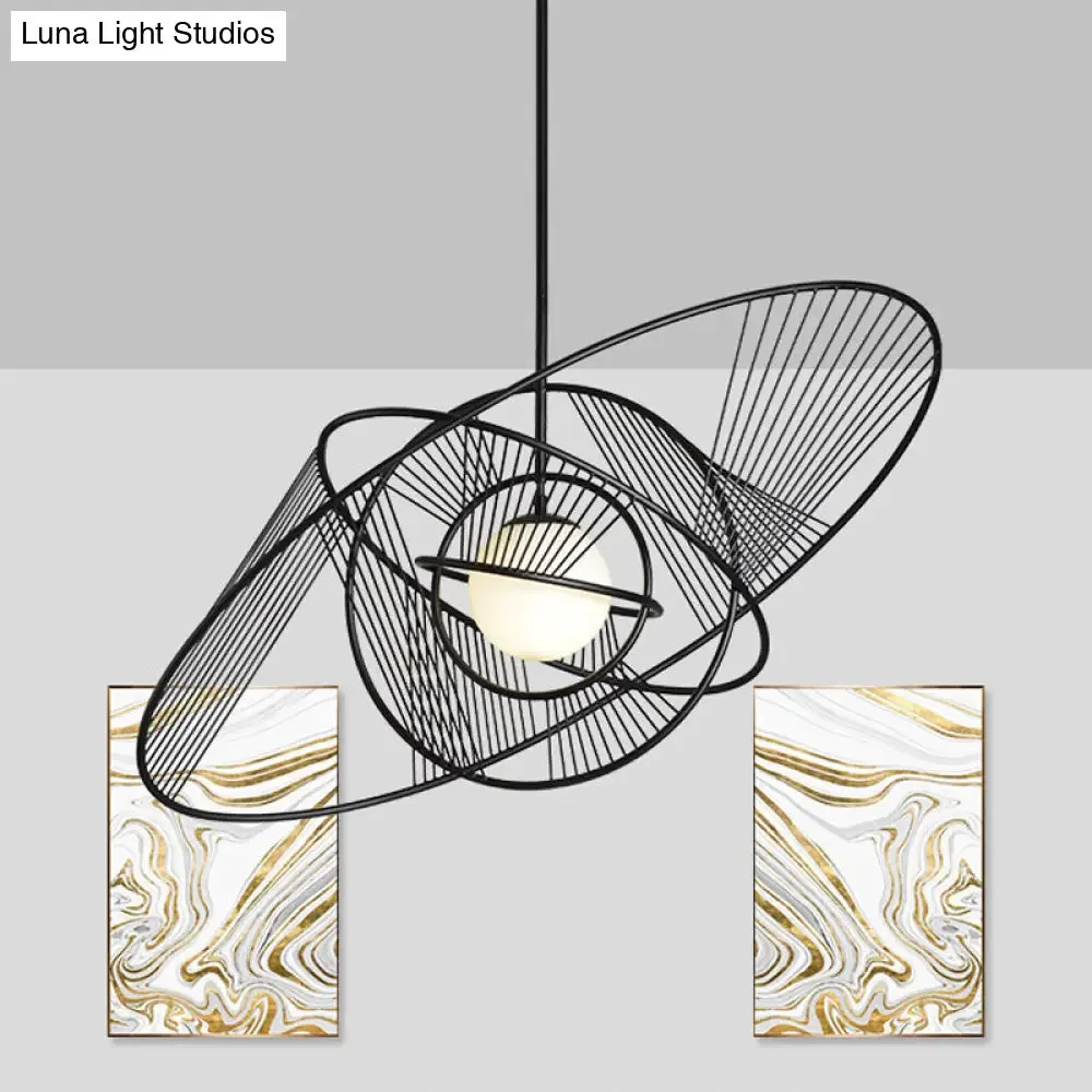 Modern Black Iron Hanging Lamp Kit for Living Room with 1 Light
