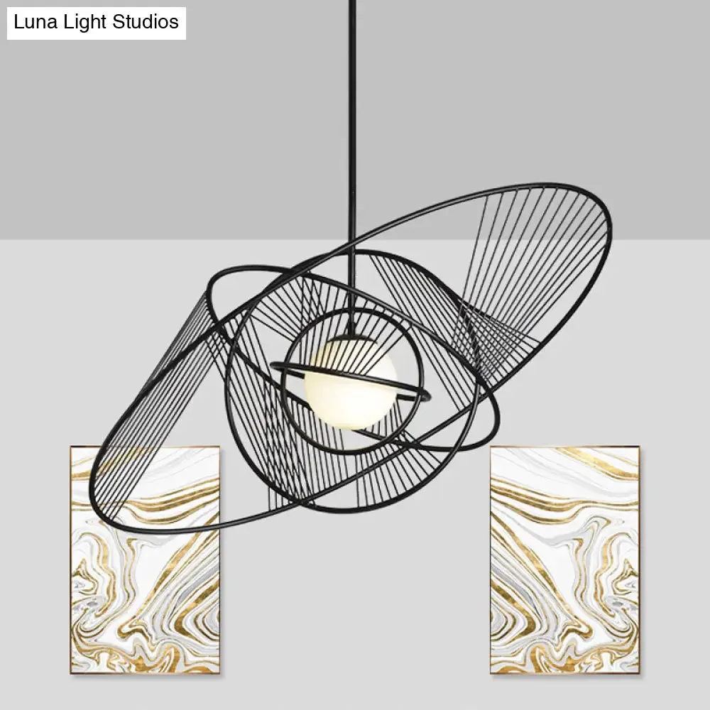 Modern Black Iron Hanging Lamp Kit for Living Room with 1 Light