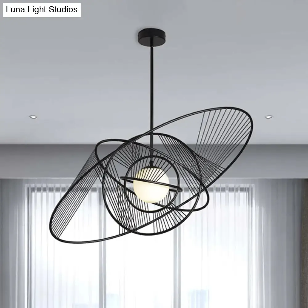 Modern Black Iron Hanging Lamp Kit for Living Room with 1 Light