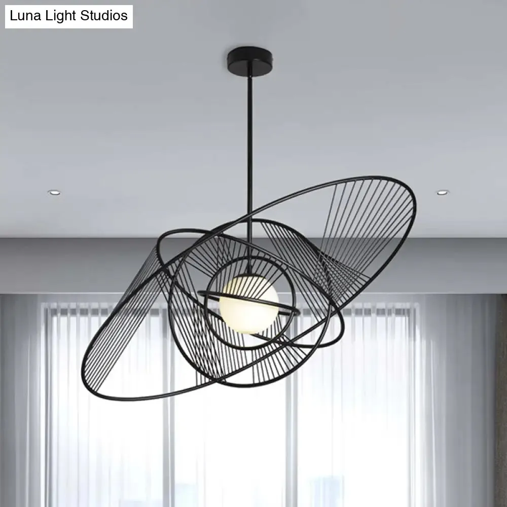 Modern Black Iron Hanging Lamp Kit for Living Room with 1 Light