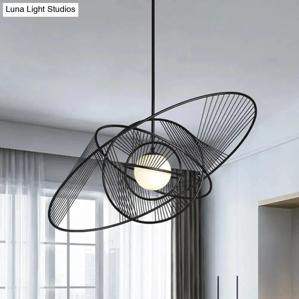 Modern Black Iron Hanging Lamp Kit for Living Room with 1 Light
