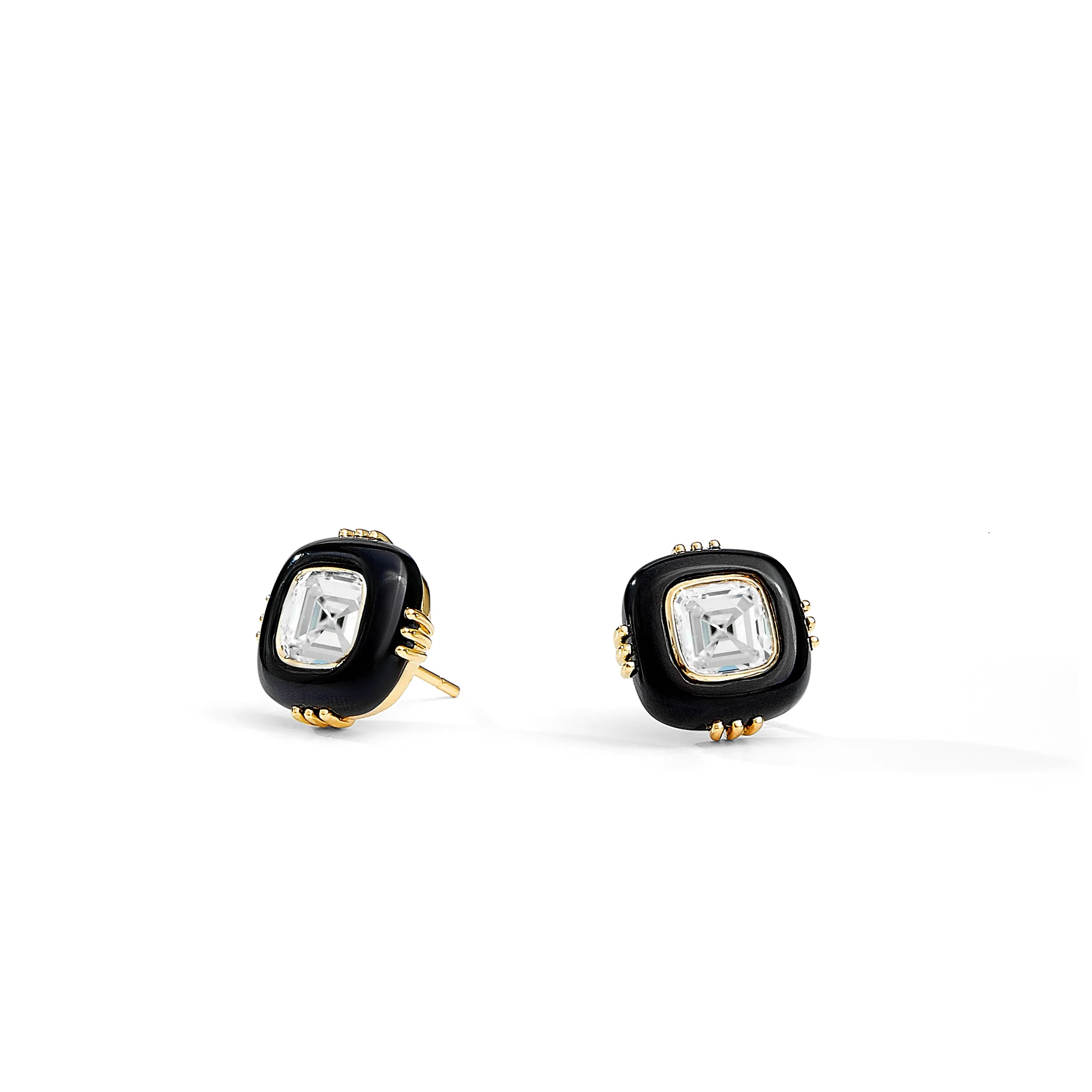 Mogul Black Onyx & Rock Crystal Studs