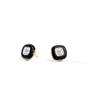 Mogul Black Onyx & Rock Crystal Studs