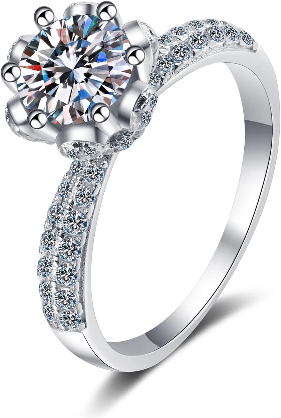 Moissanite Rings for Women, 1CT/2CT/3CT/2CT S925 Sterling Silver Engagement Rings, D Color VVS1 Clarity Wedding Band, Promise Rings