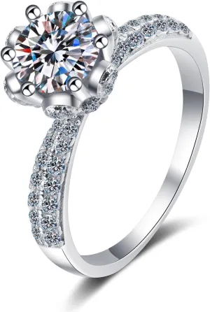 Moissanite Rings for Women, 1CT/2CT/3CT/2CT S925 Sterling Silver Engagement Rings, D Color VVS1 Clarity Wedding Band, Promise Rings