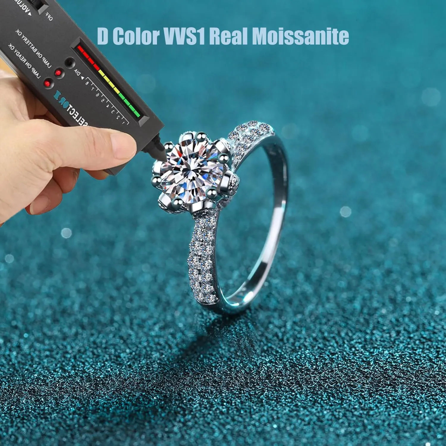Moissanite Rings for Women, 1CT/2CT/3CT/2CT S925 Sterling Silver Engagement Rings, D Color VVS1 Clarity Wedding Band, Promise Rings