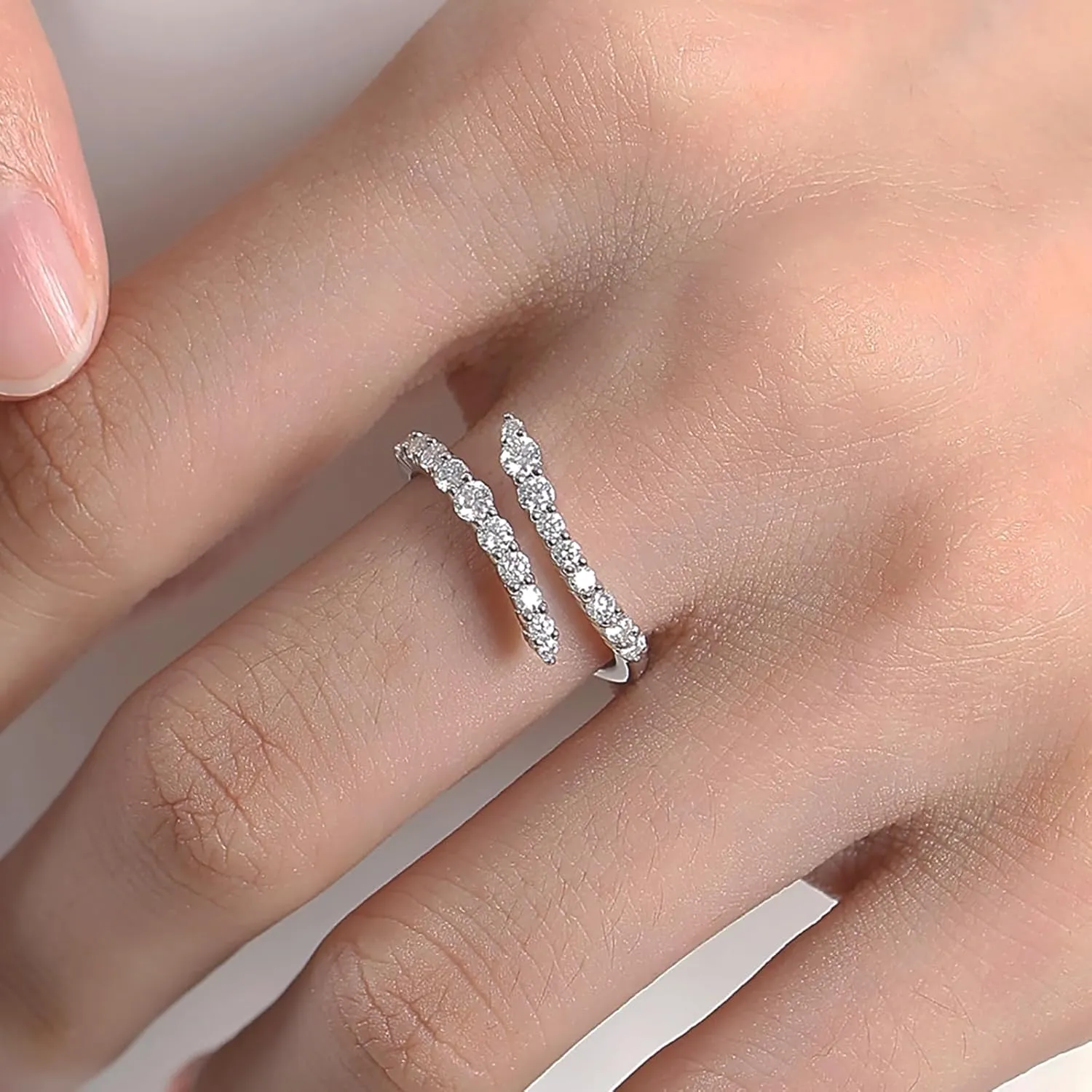 Moissanite Rings, Sterling Silver Ring White Gold Plated Half Eternity Wedding Bands for Women Her Size 5-10