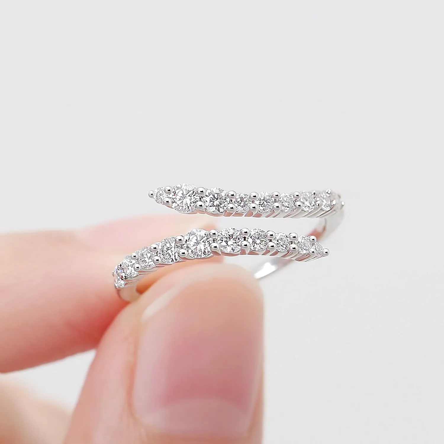 Moissanite Rings, Sterling Silver Ring White Gold Plated Half Eternity Wedding Bands for Women Her Size 5-10