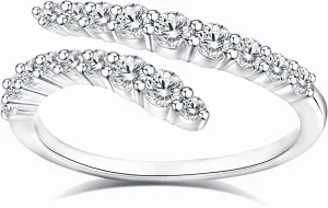 Moissanite Rings, Sterling Silver Ring White Gold Plated Half Eternity Wedding Bands for Women Her Size 5-10