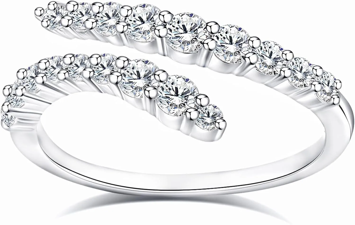 Moissanite Rings, Sterling Silver Ring White Gold Plated Half Eternity Wedding Bands for Women Her Size 5-10
