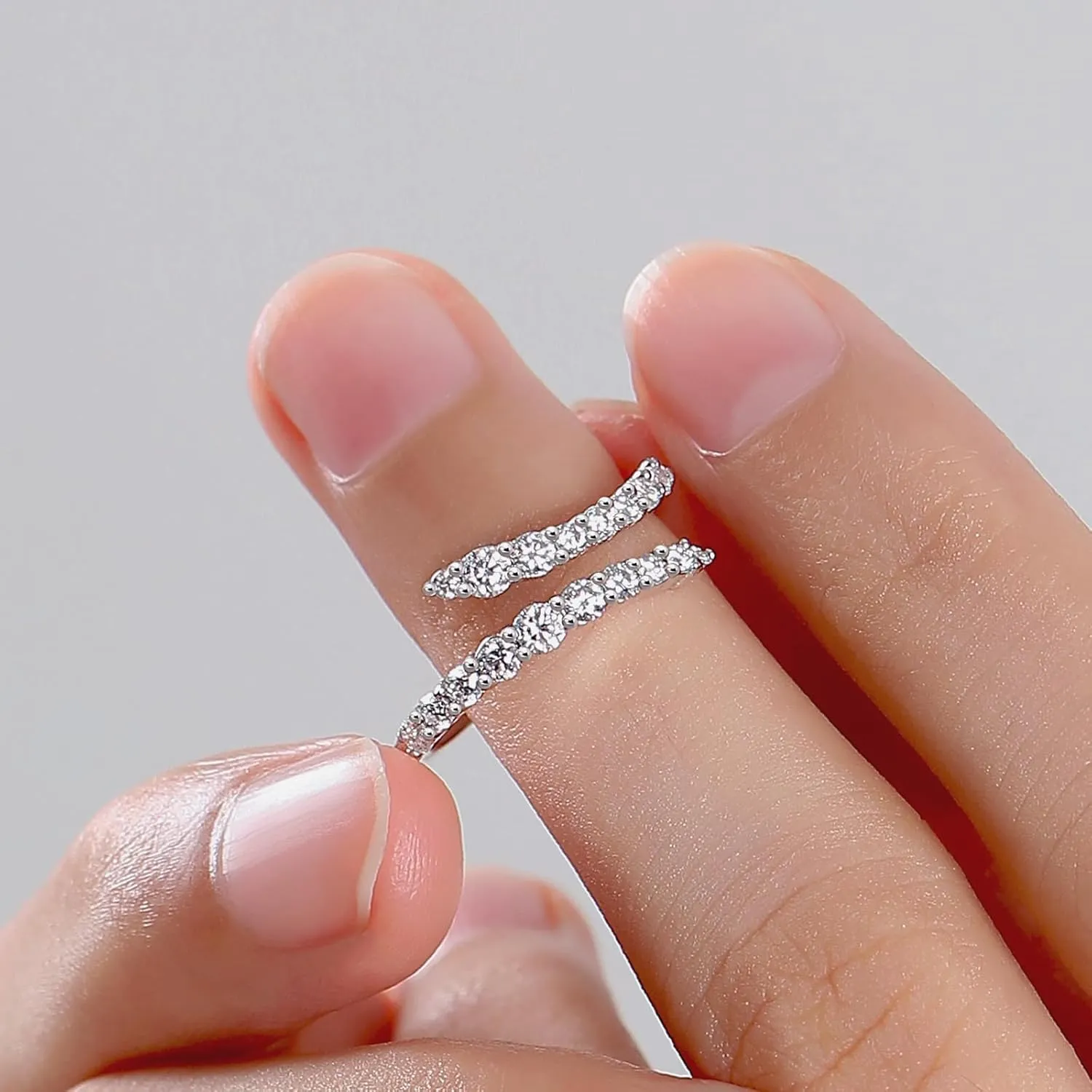 Moissanite Rings, Sterling Silver Ring White Gold Plated Half Eternity Wedding Bands for Women Her Size 5-10