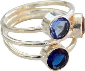 Multi Gemstone and Multi Band Ring 925 Silver Handmade Women Ring Statement Ring Size 6.5 USA