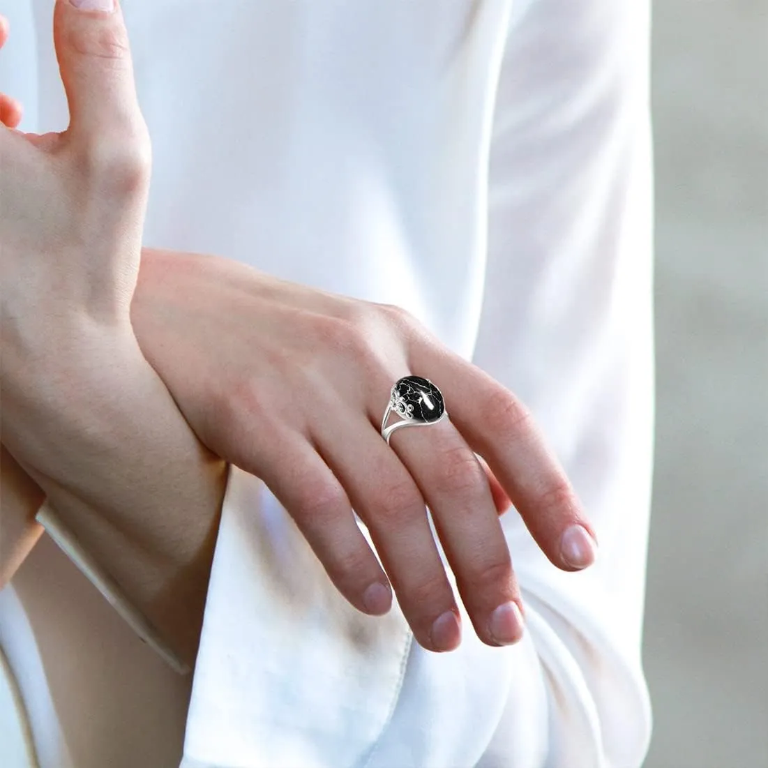 Natural Turquoise Stone Ring for Women,S925 Sterling Silver Edged with Flower Vine Thick Genuine Gemstone Turkey Ring Jewelry