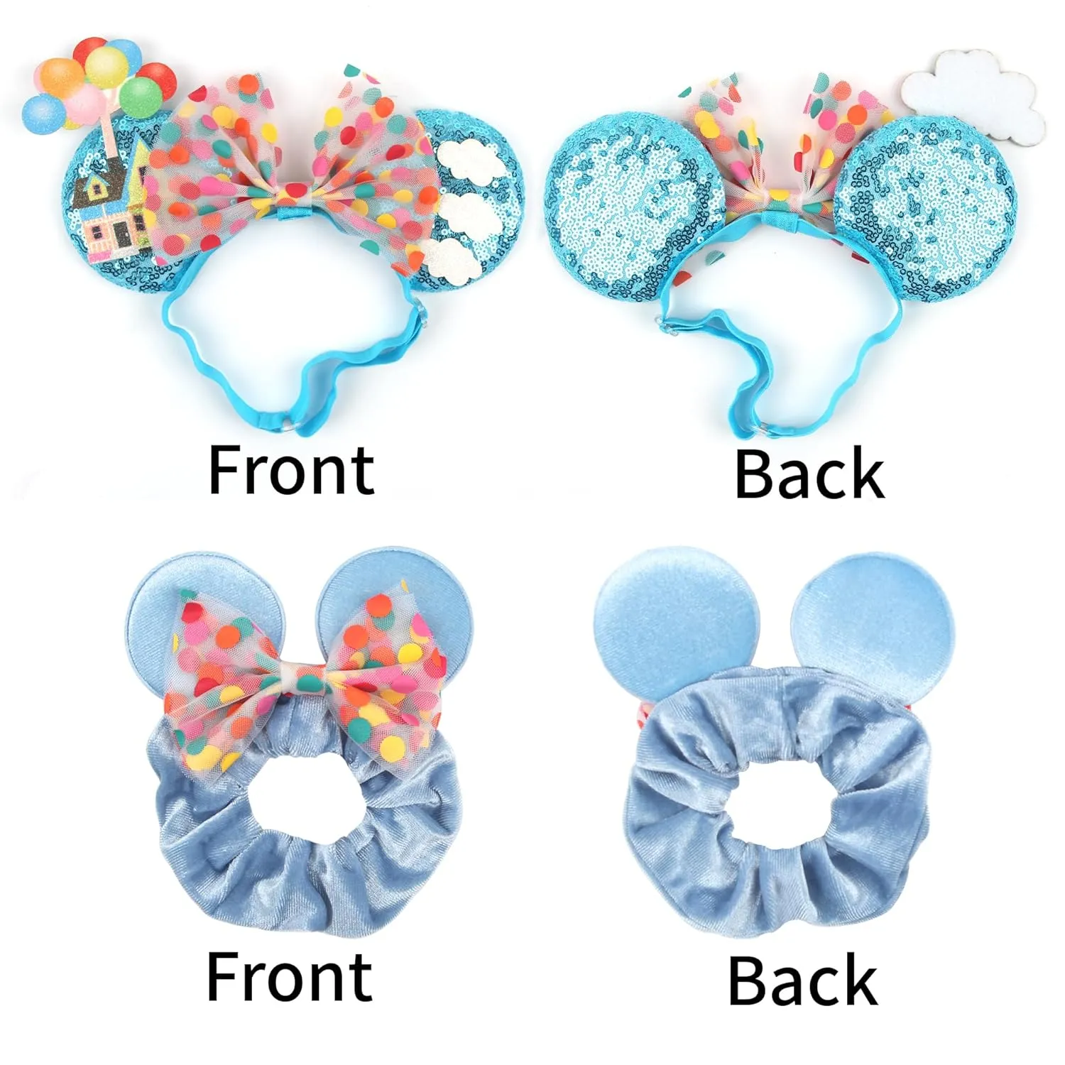Newborn Bows for Girls Toddler Hair Bows Elastic Adjustable Headband Mouse Ears Up Scrunchies Essencial Accessories for Trip Headwear for Women (Rainbowdot)