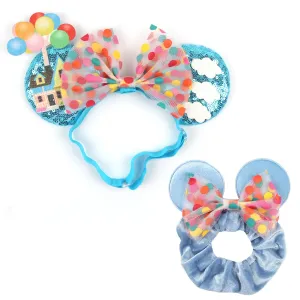 Newborn Bows for Girls Toddler Hair Bows Elastic Adjustable Headband Mouse Ears Up Scrunchies Essencial Accessories for Trip Headwear for Women (Rainbowdot)