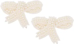 NOLITOY 1Pair Pearl Bowknot Buttons for DIY Crafting Charming Embellishments for Shoes Jewelry Hair Clips and Brooches Unique Decorative Accessories for