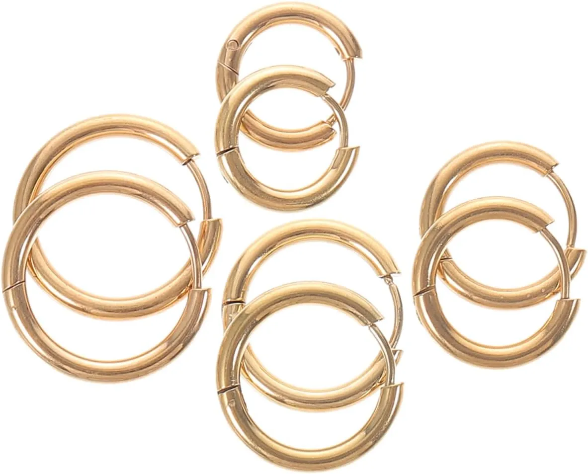 NOLITOY Stainless Steel Hoop Earrings for Men Women Classic Round Design Durable Lightweight Jewelry for