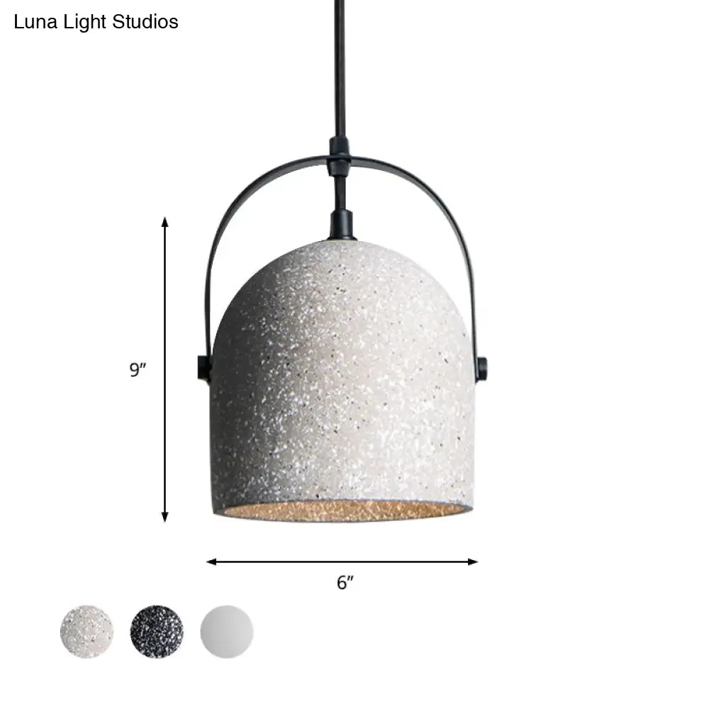 Nordic Cement Dome Pendant Light - 1 Light, Black/Gray/White