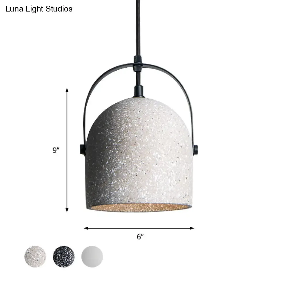 Nordic Cement Dome Pendant Light - 1 Light, Black/Gray/White