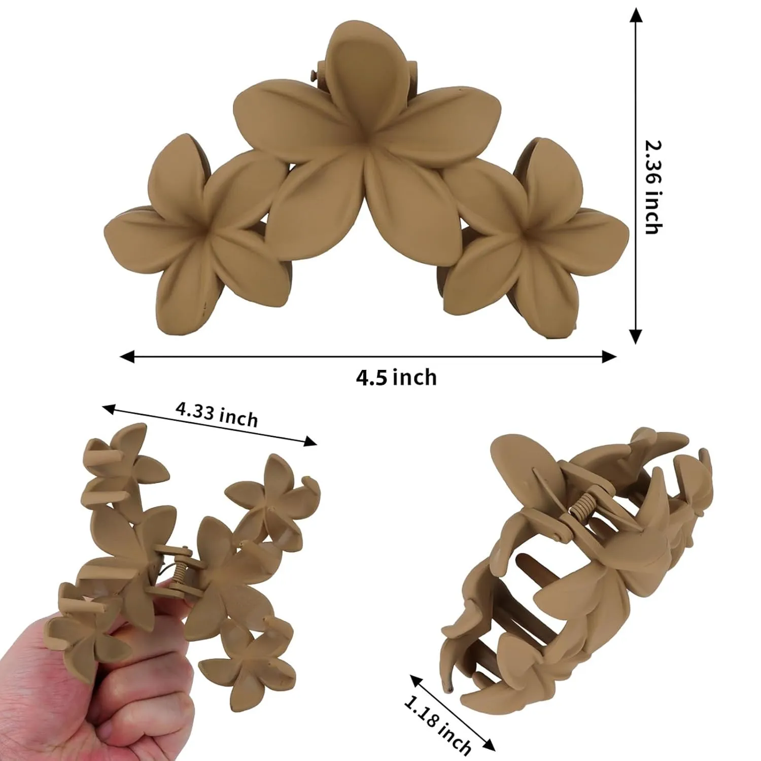 Ondder Large Matte Claw Hair Clips for Women - 4.5 Inch Non-Slip Strong Hold Clips for Thick Hair, Hair Accessories