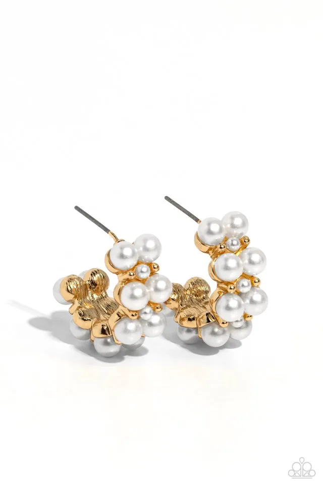 Paparazzi Earring ~ White Collar Wardrobe - Gold