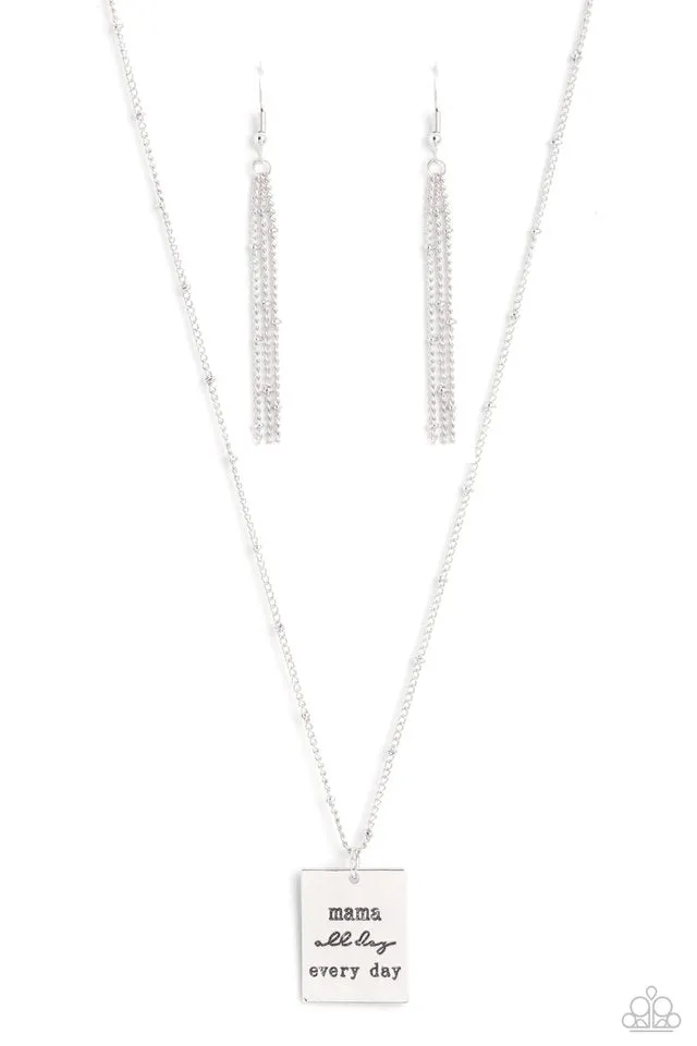 Paparazzi Necklace ~ Mama MVP - Silver