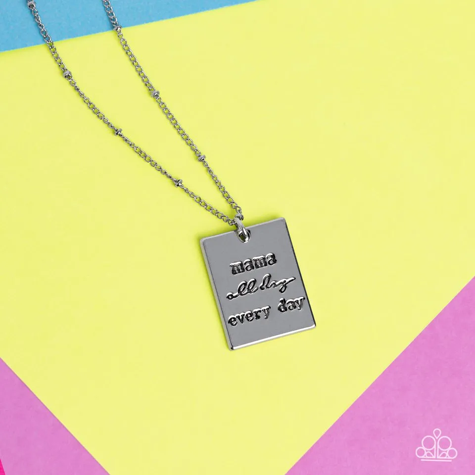 Paparazzi Necklace ~ Mama MVP - Silver