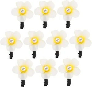 PartyKindom 10pcs Plumeria Hair Clips for Women Tropical Floral Hair Accessories for Beach Parties Bridal Weddings and Summer Outfits